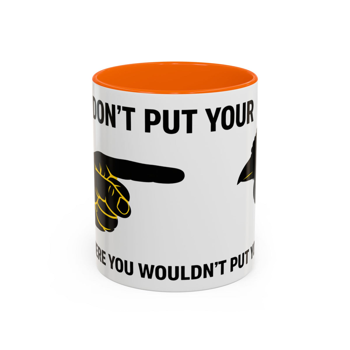 Accent Coffee Mug – “Don’t Put Your” Funny Bird Pointing Graphic Mug (11/15 oz)