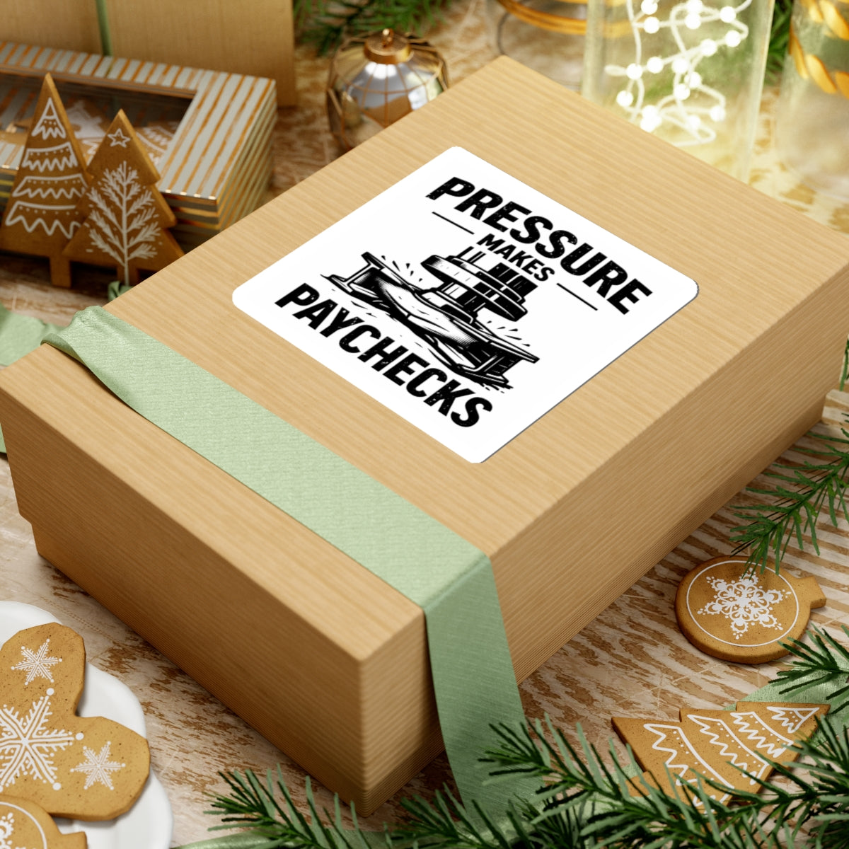 Pressure Makes Paychecks Sticker — Industrial Work / Machinist Vinyl Decal