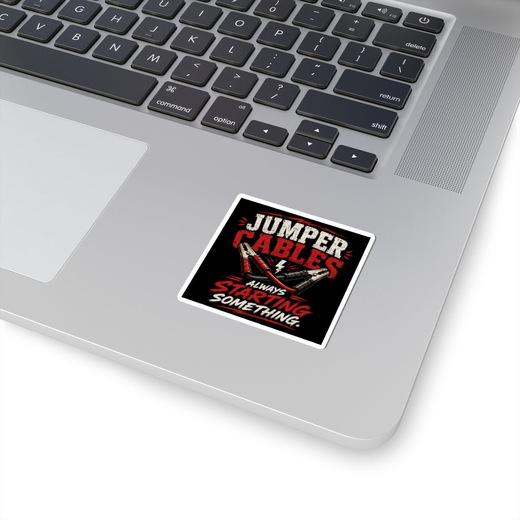 Jumper Cables Sticker — “Always Starting Something” Car Battery Decal