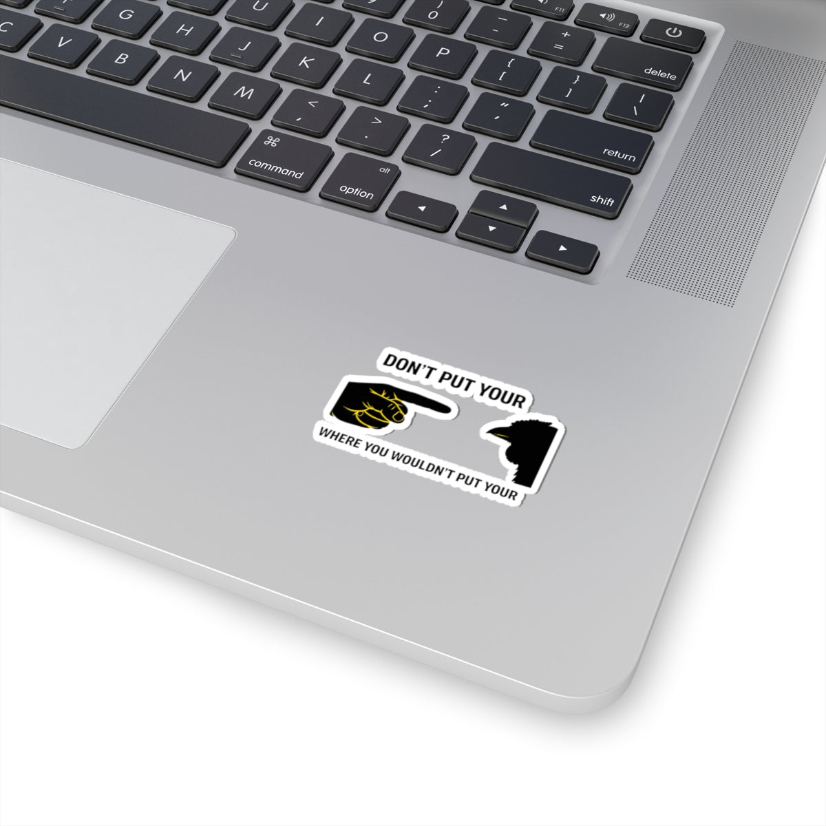 Kiss-Cut Sticker — “Don’t Put Your Where You Wouldn’t Put Your” Pointing Hand & Crow