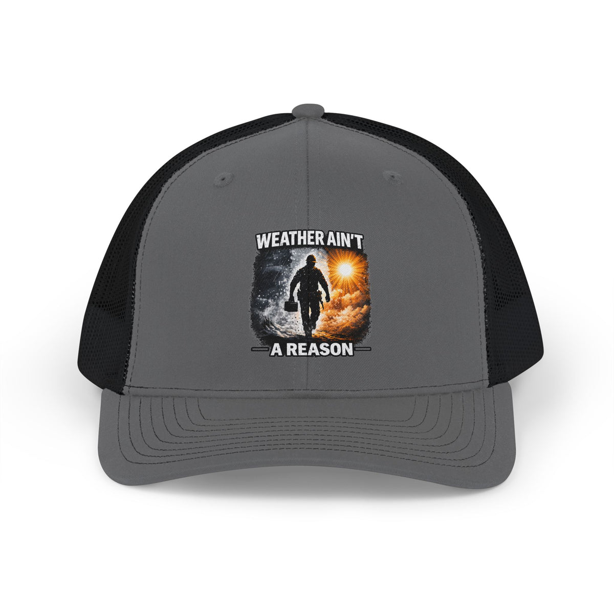 Weather Ain't a Reason Snapback Trucker Cap — Outdoor Adventure Mesh Hat